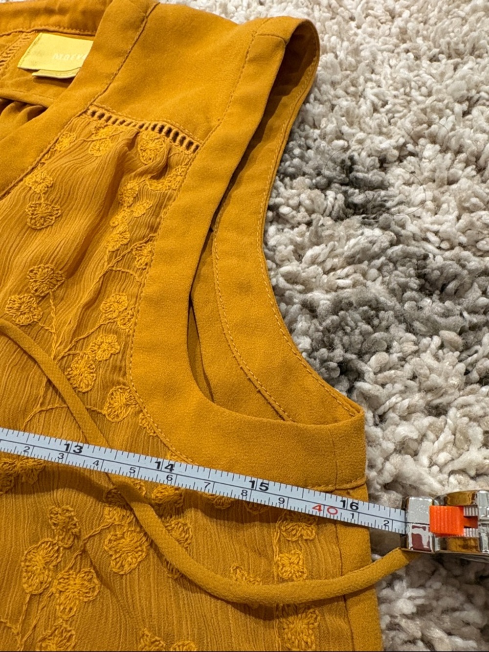 Maeve Anthropologie Mustard Embroidered Lace-Up Sleeveless Top Boho Size 4 - Picture 15 of 16